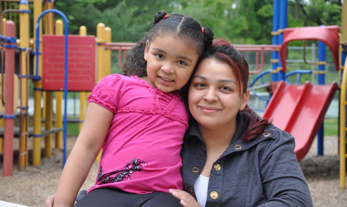 mom and daughter at local playground